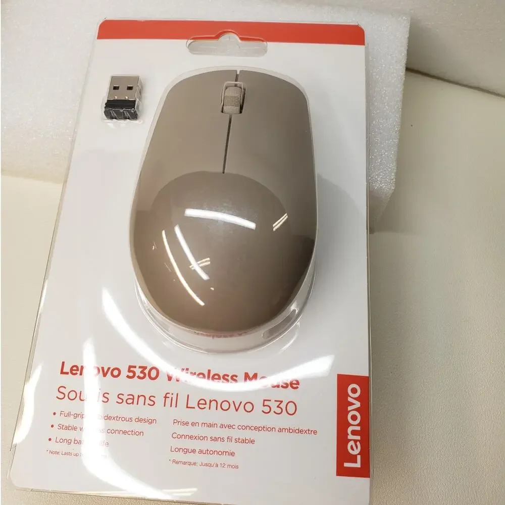 Lenovo 530 Wireless Mouse 2.4GHz Nano USB 1200 DPI Optical Sensor Almond